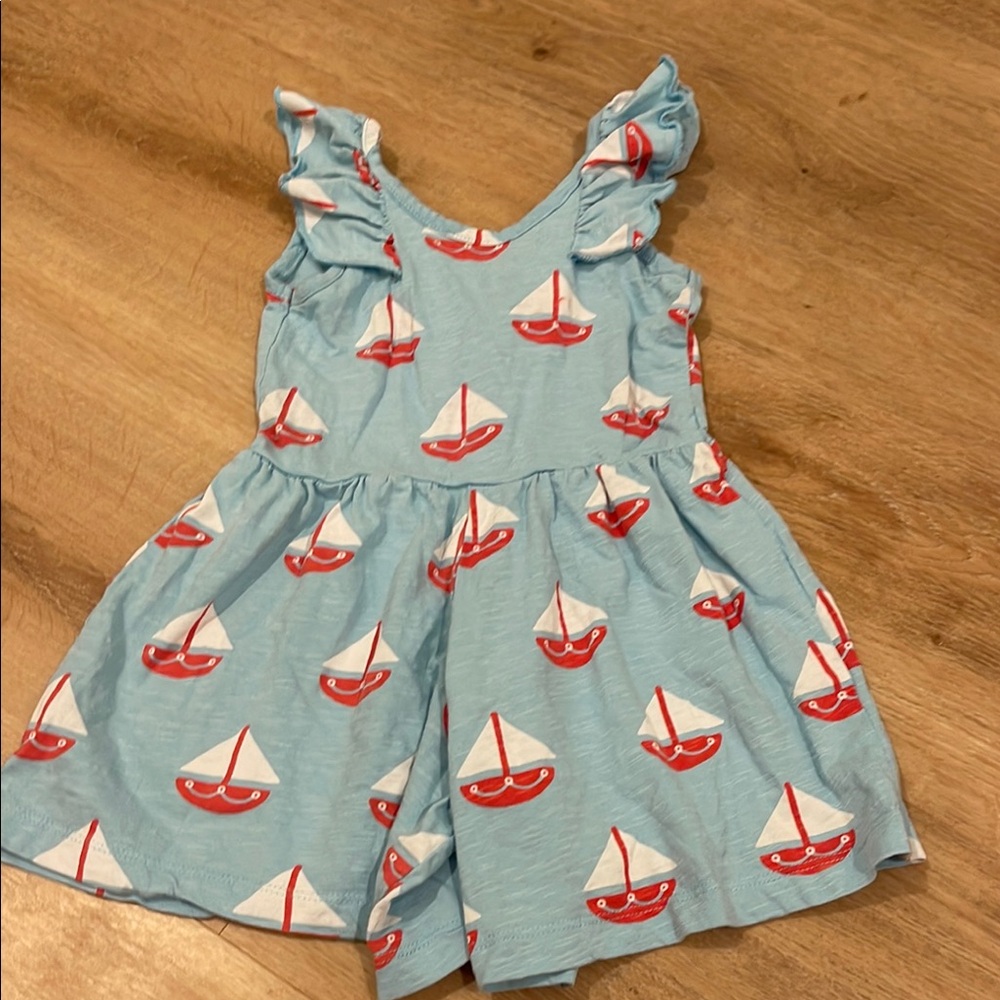 Monica + Andy Sailboat Print Ruffle Sleeve Romper